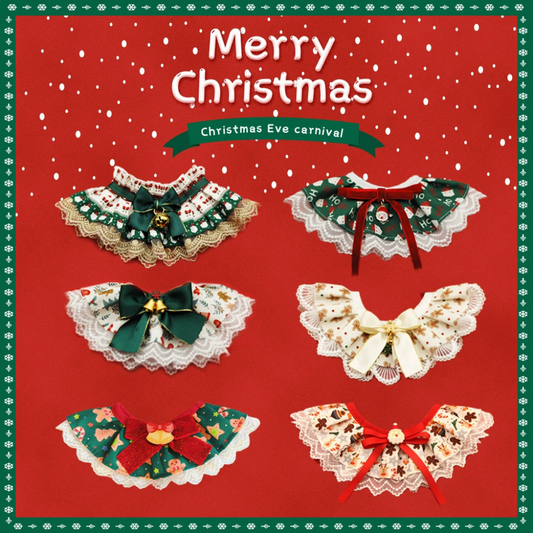 Christmas Lace Pet Bib Collar – Adjustable Neck Accessory for Cats and Dogs