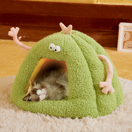 Cozy House with Removable Cushion & Non-Slip Bottom Cat Bed