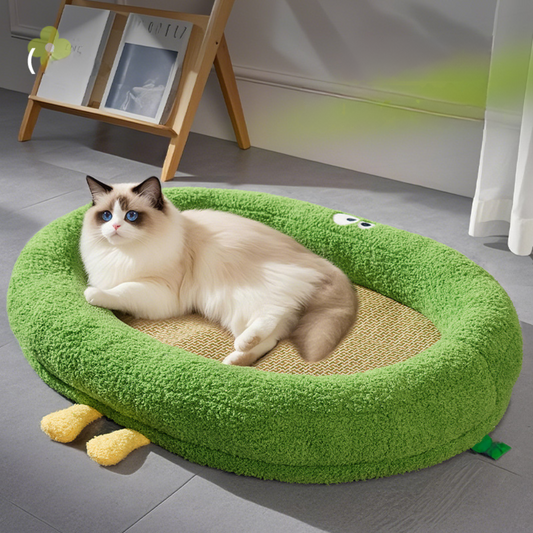 Natural Rattan Embroidery Cat Bed