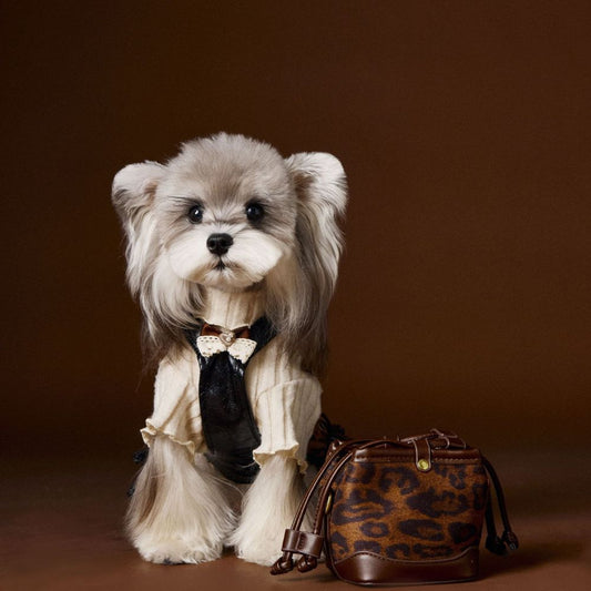 Autumn Dog Dress for Female Dogs Leopard Print Suspender Dress