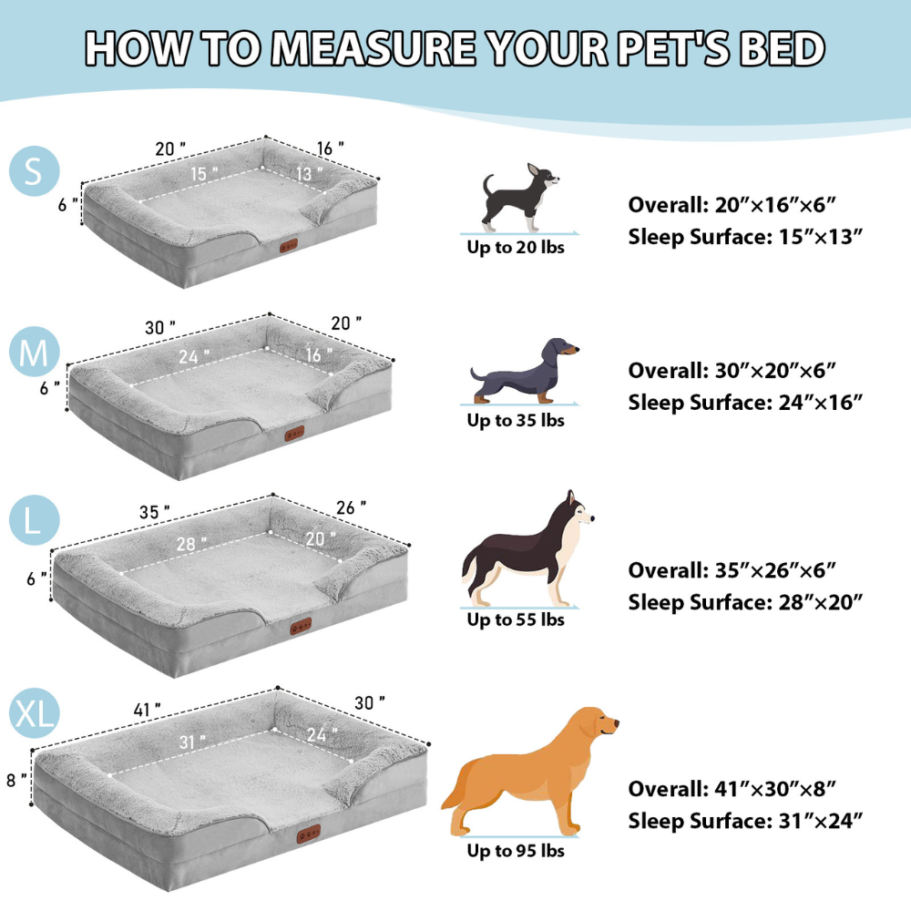 Orthopedic Memory Foam Waterproof Liner Dog Bed
