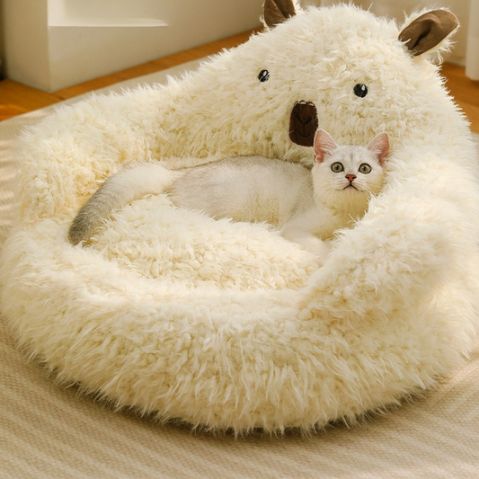 Plush Furry Bear Style Comfortable Cat Bed