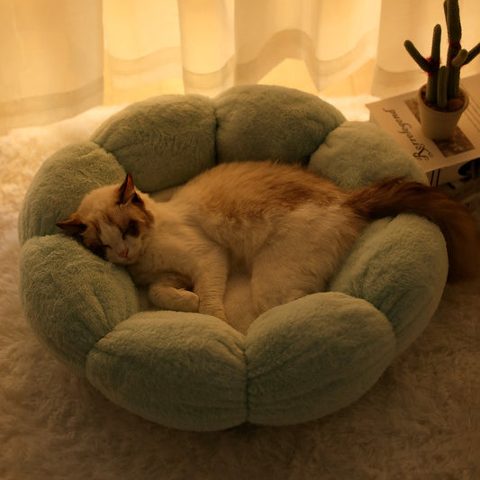 Cozy Flower Plush Soft Bunny Velvet Pet Nest Cat Bed