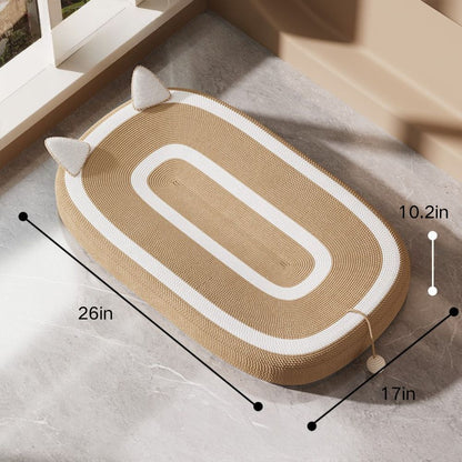Cute Woven Cat Bed with Scratch-Resistant Linen and Ergonomic Design