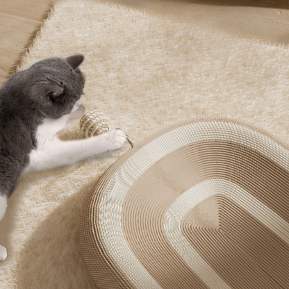 Cute Woven Cat Bed with Scratch-Resistant Linen and Ergonomic Design