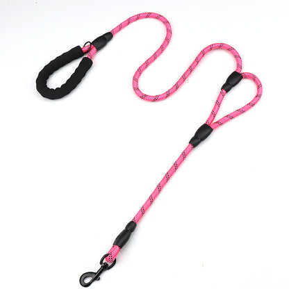 Reflective Rope Dog Leash with Waste Bag Holder – Durable Anti-Pull Pet Lead
