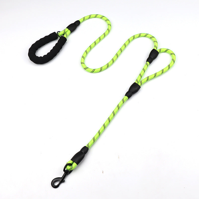 Reflective Rope Dog Leash with Waste Bag Holder – Durable Anti-Pull Pet Lead
