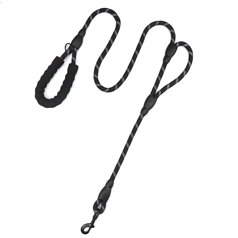 Reflective Rope Dog Leash with Waste Bag Holder – Durable Anti-Pull Pet Lead