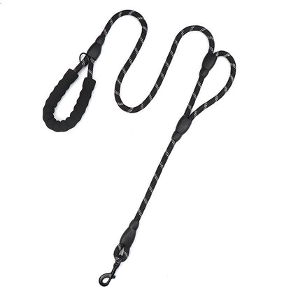 Reflective Rope Dog Leash with Waste Bag Holder – Durable Anti-Pull Pet Lead