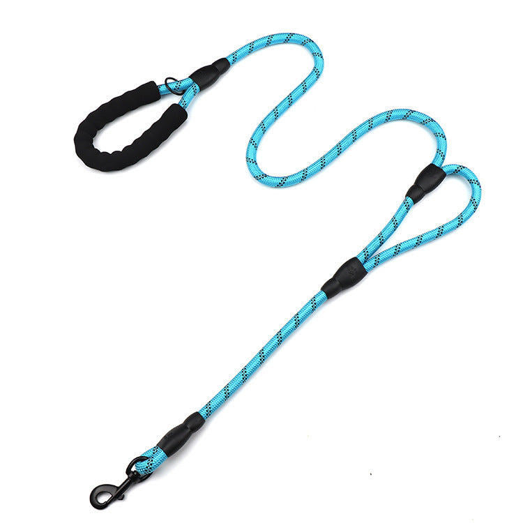 Reflective Rope Dog Leash with Waste Bag Holder – Durable Anti-Pull Pet Lead