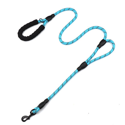 Reflective Rope Dog Leash with Waste Bag Holder – Durable Anti-Pull Pet Lead