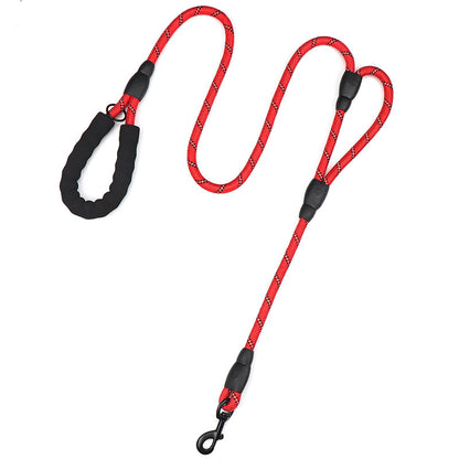 Reflective Rope Dog Leash with Waste Bag Holder – Durable Anti-Pull Pet Lead