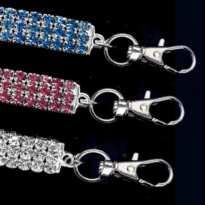 Sparkling Rhinestone Pet Necklace – Adjustable 3-Row Crystal Collar with Bone Charm