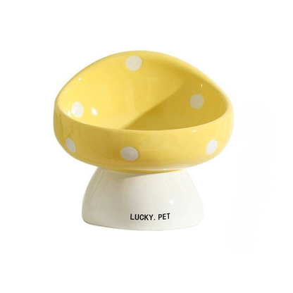 Mushroom Ceramic Elevated Pet Bowl for Cats and Small Dogs