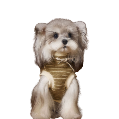 Dog Autumn Striped Sleeveless Hoodie