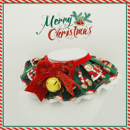 Christmas Lace Pet Bib Collar – Adjustable Neck Accessory for Cats and Dogs