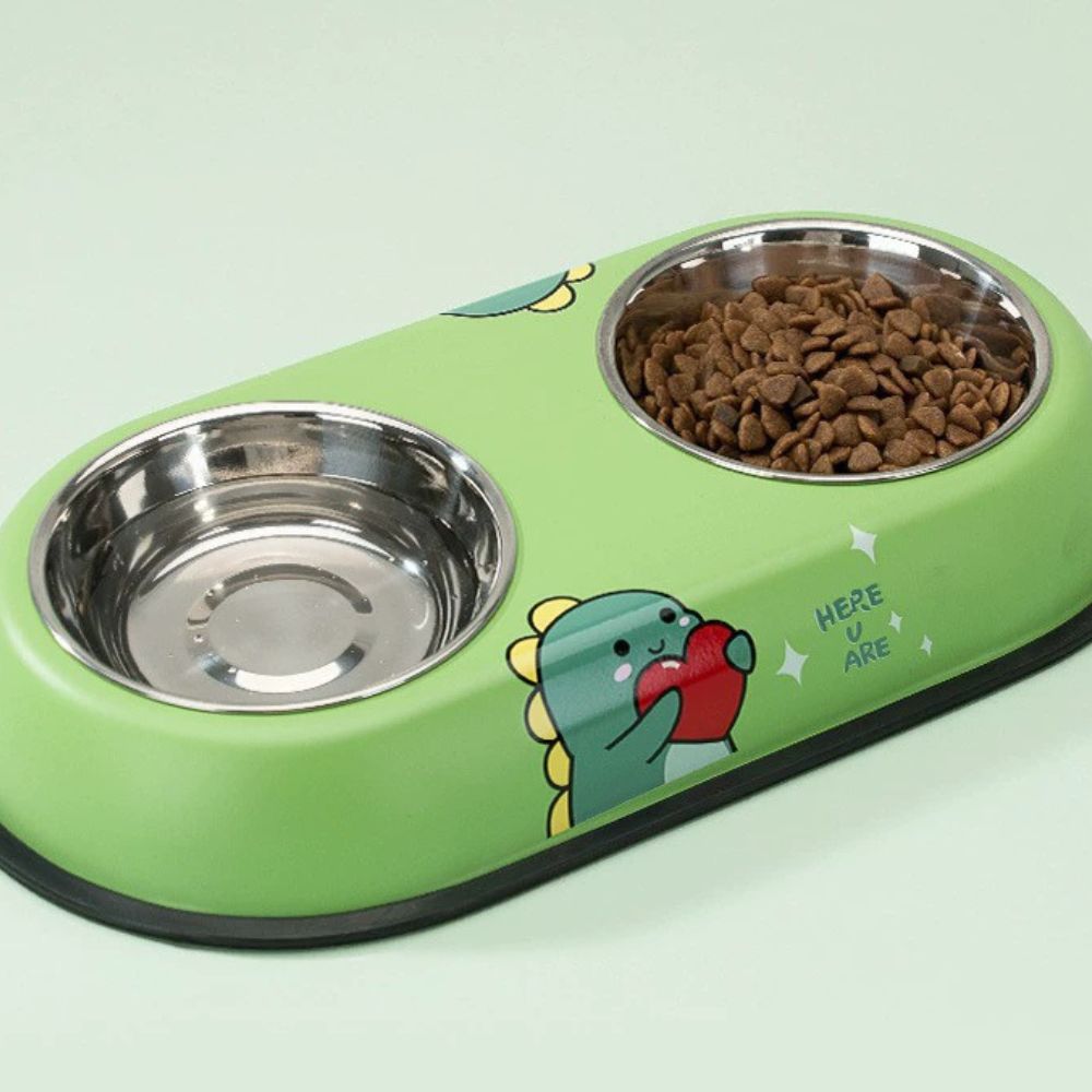 Colorful Printed Double Stainless Steel Pet Bowl