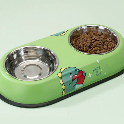 Colorful Printed Double Stainless Steel Pet Bowl