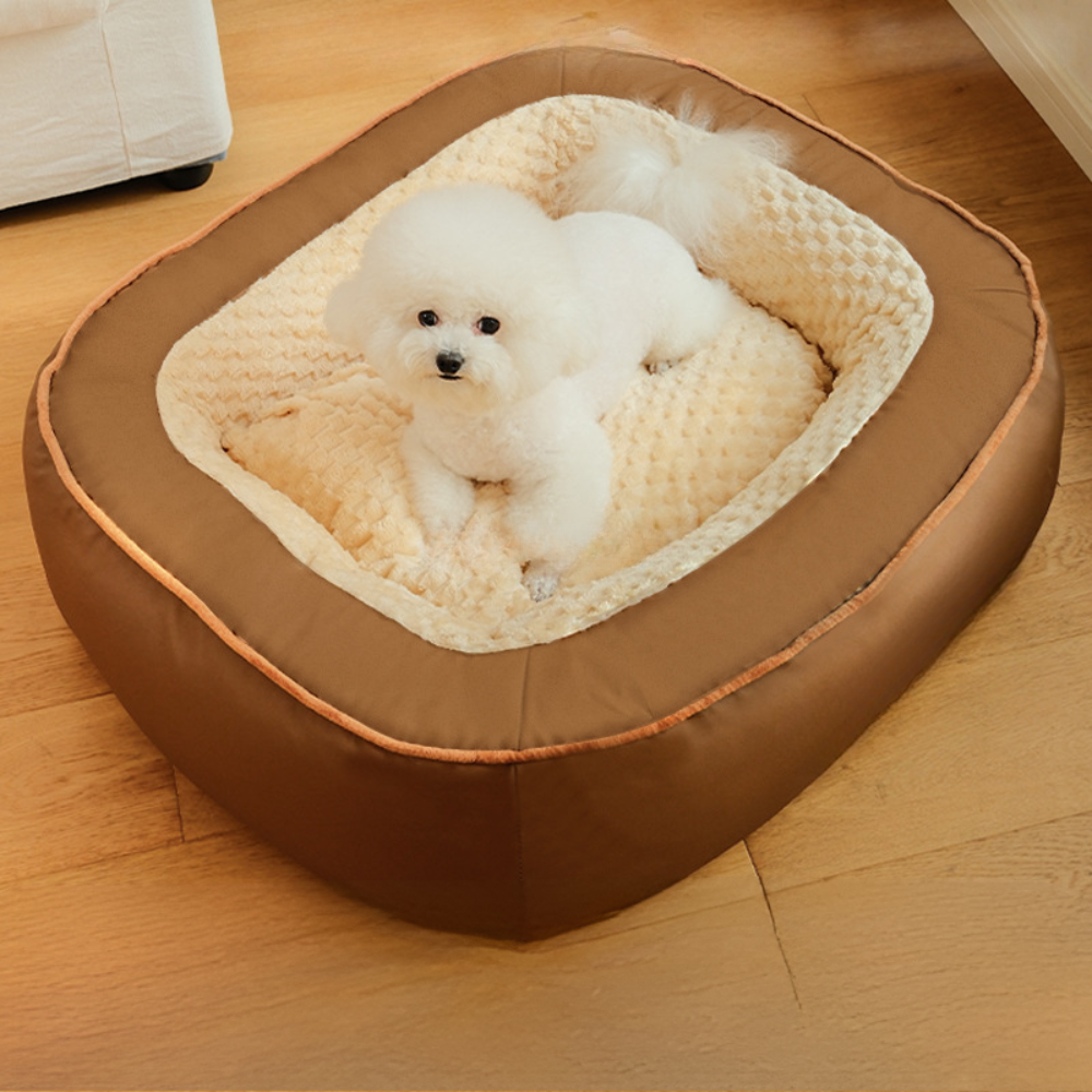 Semi-Enclosed Plush Dog Bed for Winter Warmth and Comfort