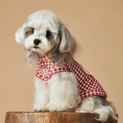 Red Plaid Dog Vest for Small Dogs