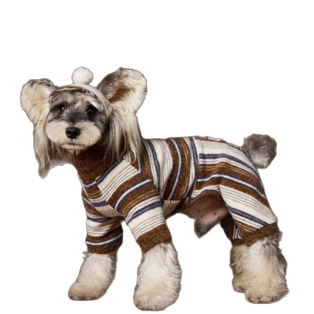 Warm Striped Four-Leg Thick Undershirt Dog Sweatshirt