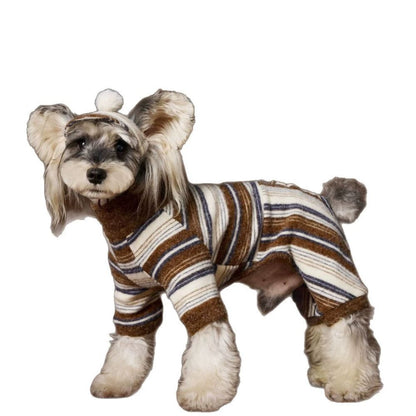 Warm Striped Four-Leg Thick Undershirt Dog Sweatshirt