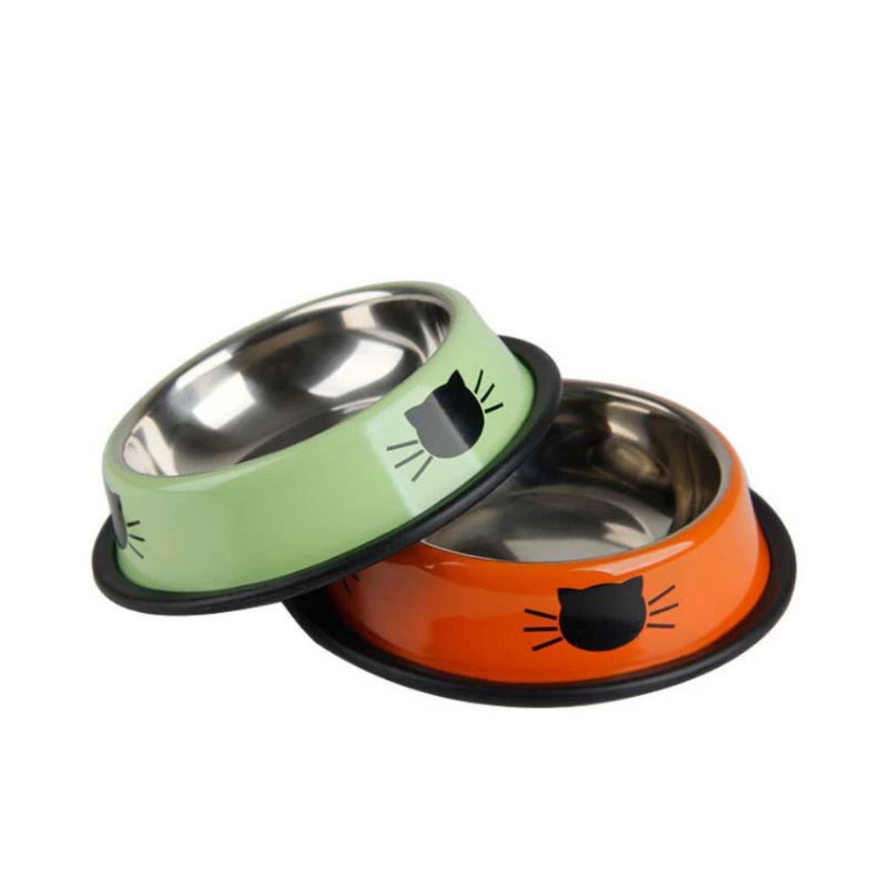 Colorful Stainless Steel Non-Slip Pet Bowl for Cats and Dogs