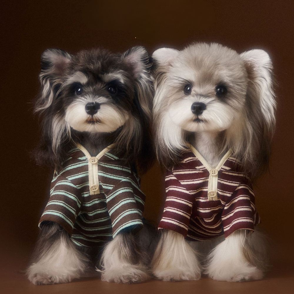 Autumn Dog Clothes Striped Embroidered Sailor Collar Sweatshirt