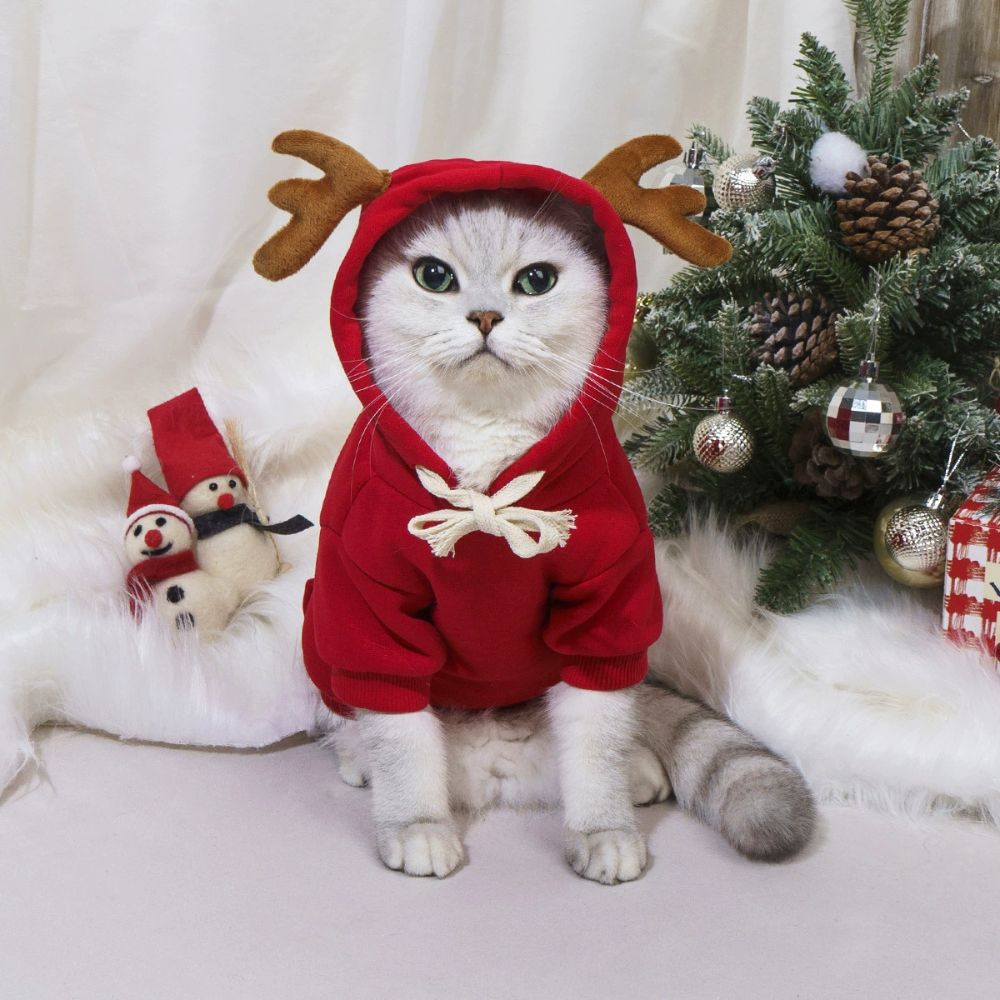 Christmas Reindeer Cosplay Hoodie for Cats and Dogs