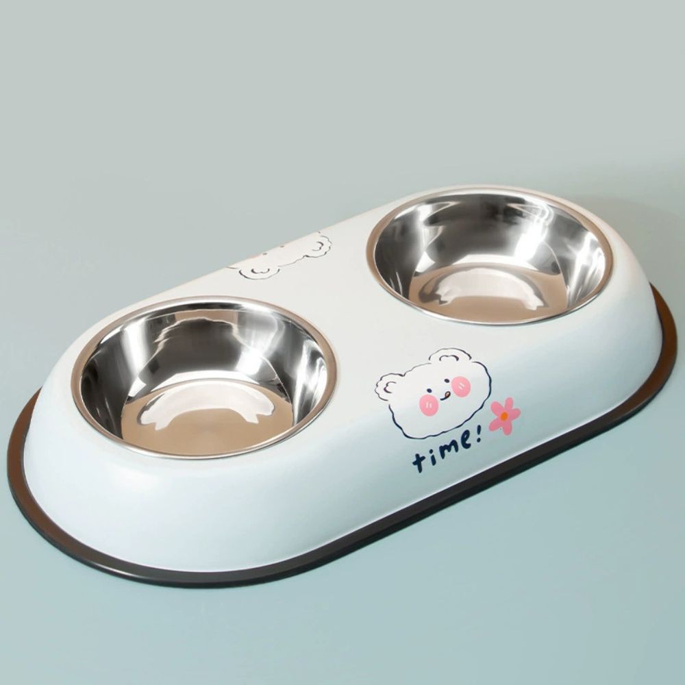 Colorful Printed Double Stainless Steel Pet Bowl