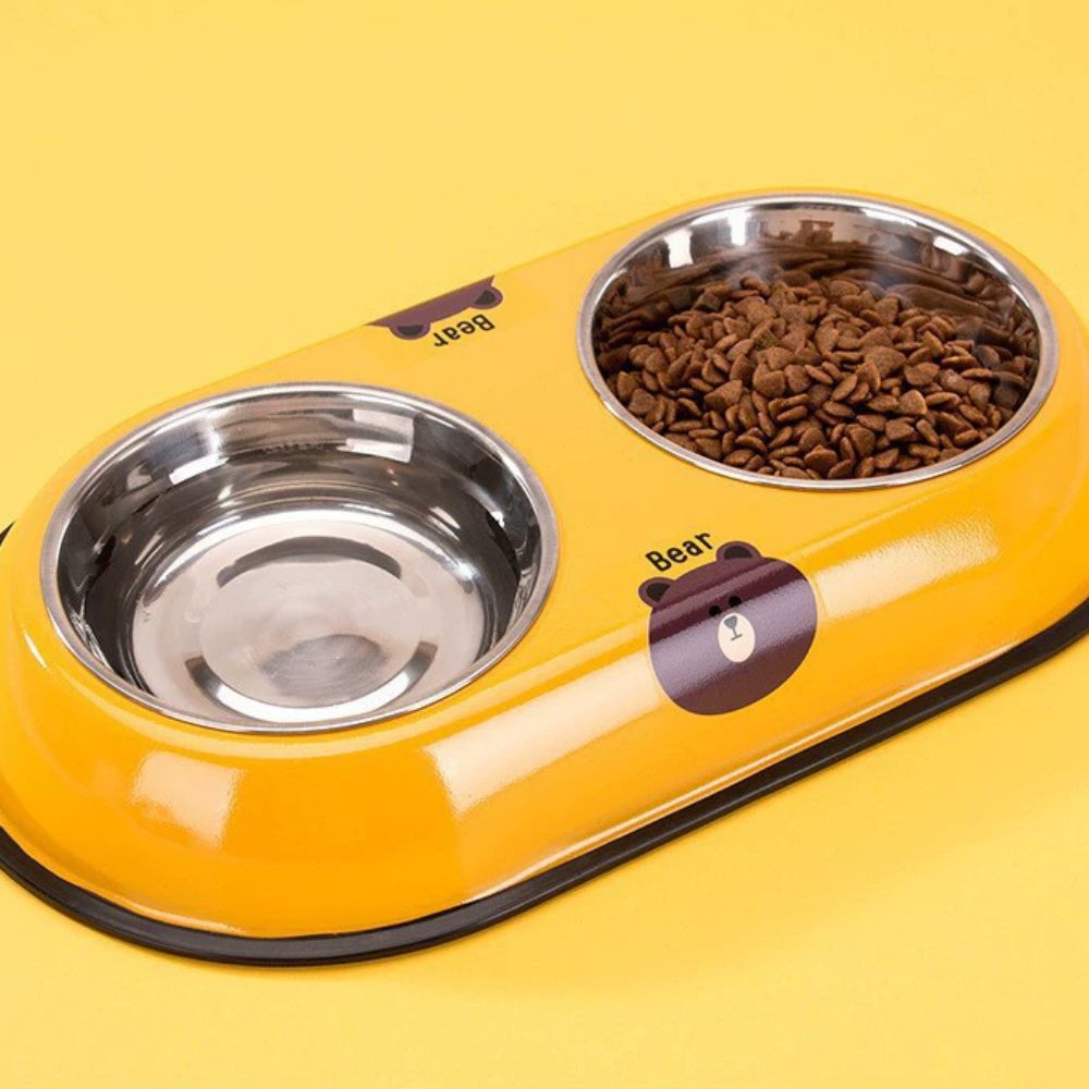 Colorful Printed Double Stainless Steel Pet Bowl
