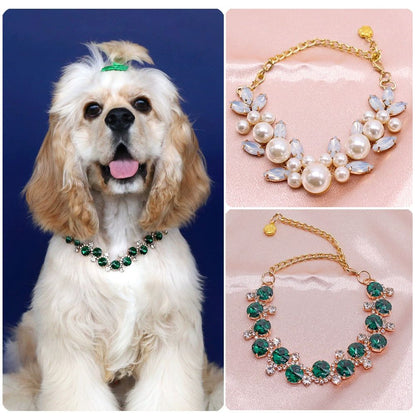 Luxury Gemstone  Pearl Pet Necklace
