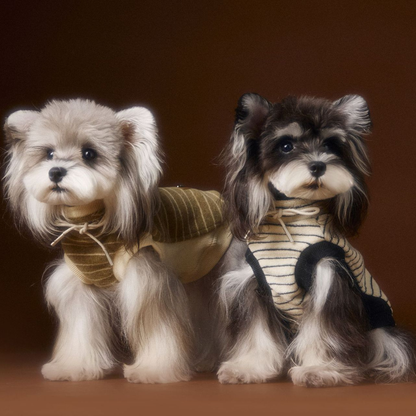 Dog Autumn Striped Sleeveless Hoodie