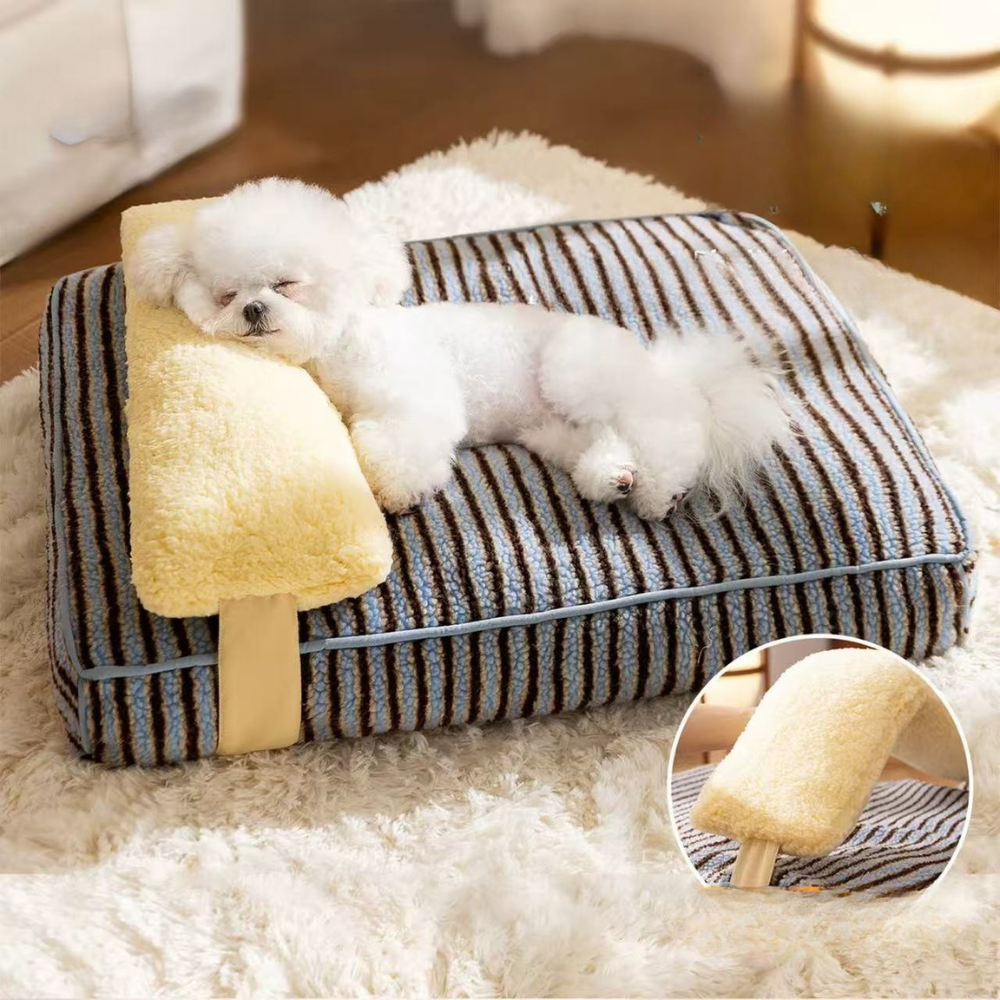Round Plush Dog Bed with Soft Pillow for All Seasons