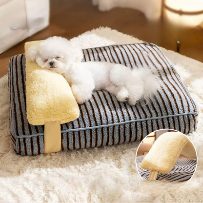 Round Plush Dog Bed with Soft Pillow for All Seasons
