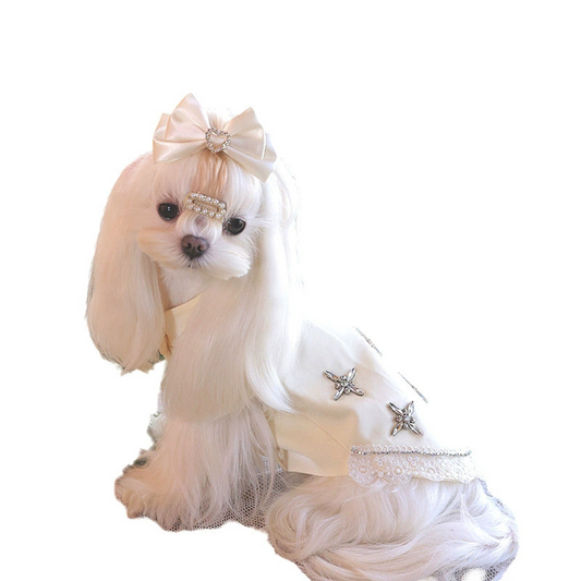 High-end pet dress with rhinestones for small breed dogs