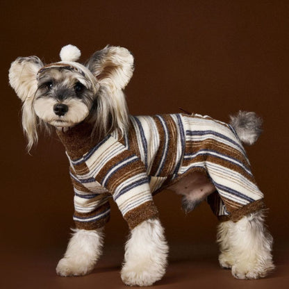 Warm Striped Four-Leg Thick Undershirt Dog Sweatshirt