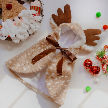 Christmas Reindeer Cape Costume for Dogs and Cats with Hat
