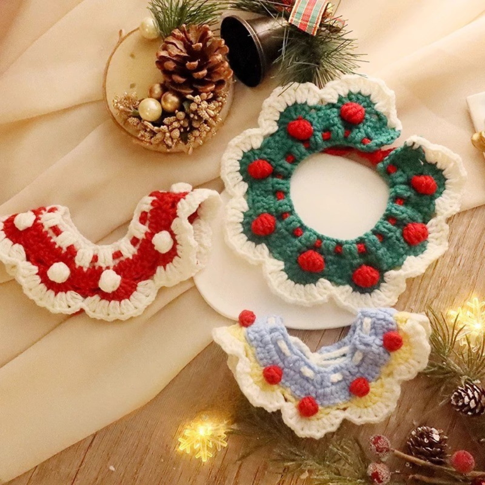 Knitted Christmas Scarf Collar for Cats & Dogs