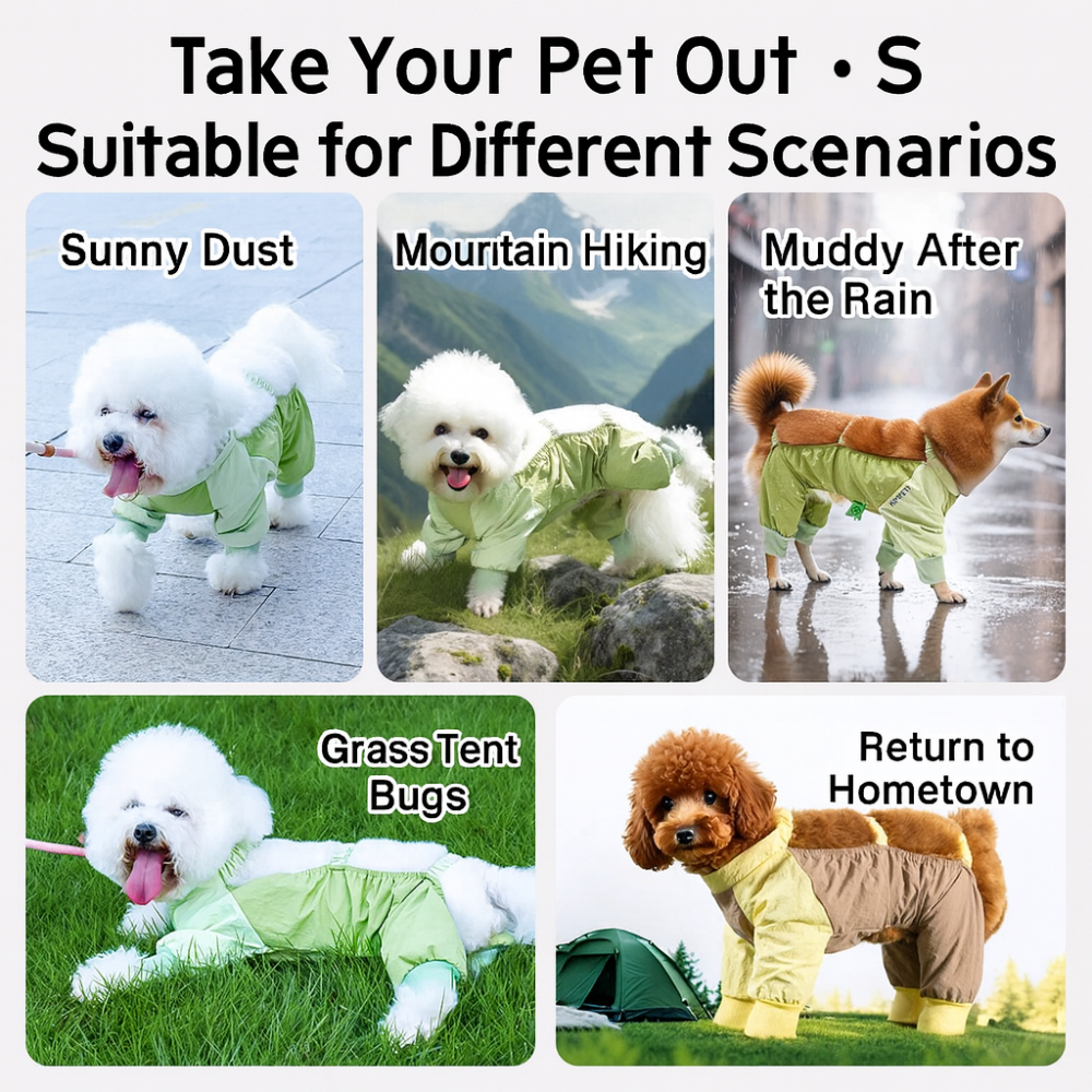 Small Dog Waterproof Four-Leg Pants – Dust-Proof, Anti-Urine & Anti-Dirt Outfit