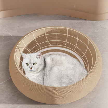 Scratch-Resistant Linen Cat Bed with Ergonomic Curved Design for All Seasons