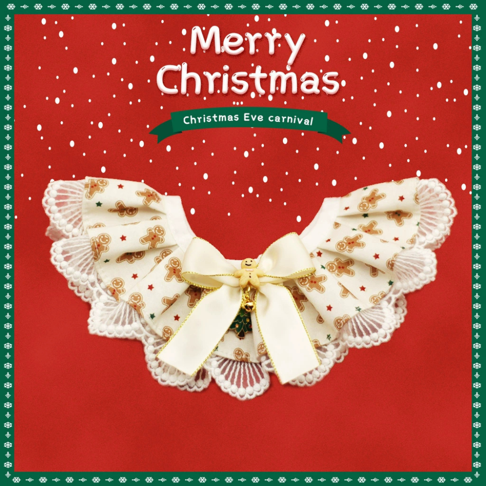 Christmas Lace Pet Bib Collar – Adjustable Neck Accessory for Cats and Dogs