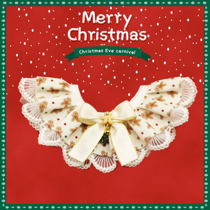 Christmas Lace Pet Bib Collar – Adjustable Neck Accessory for Cats and Dogs
