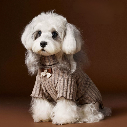 Autumn Lace Bow Dog Shirt for Female Dogs
