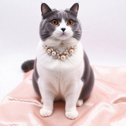 Luxury Gemstone  Pearl Pet Necklace