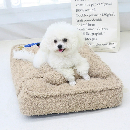 Embroidered Dachshund Plush Dog Bed with Bone Pillow