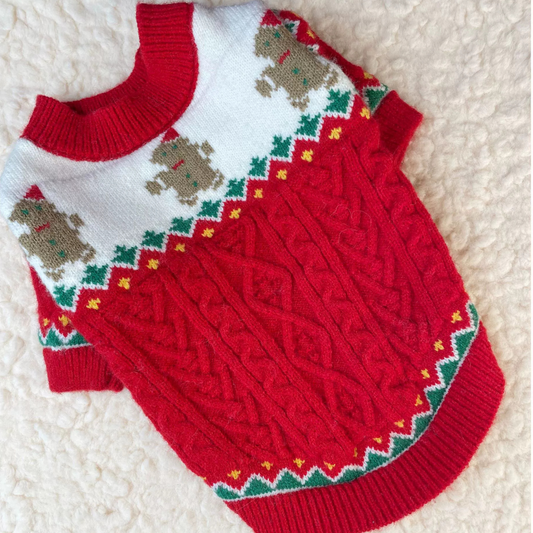 Dog Christmas Sweater Red Warm Knit Winter Clothes for Small Medium Dogs
