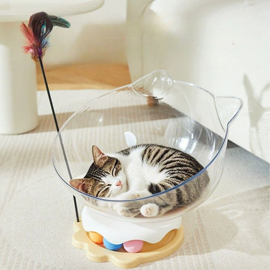 360° Transparent Space Capsule Cat Bed Large Comfort Design