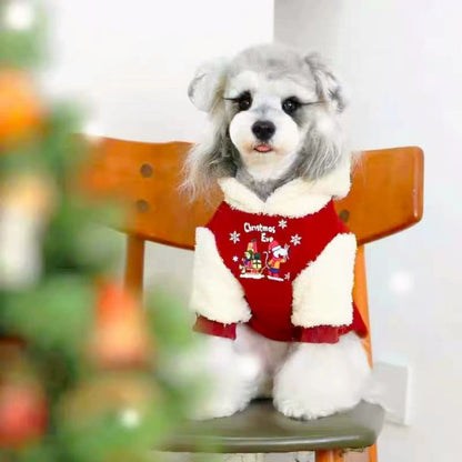 Red Christmas Pet Clothes for Cats and Dogs Thick Warm Winter Outfit