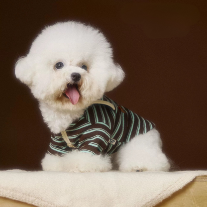 Autumn Dog Clothes Striped Embroidered Sailor Collar Sweatshirt